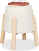 Relaxdays Sitzhocker, Teddyfell, Holzbeine, HxD: 40 x 30 Produktbild-Vorschau 1