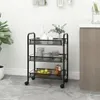 The Living Store Küchenwagen 3 Etagen Schwarz 46x26x64 cm Produktbild-Vorschau 1