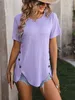 ASKSA T-shirt femme col rond été manches courtes élégant Voir les images du produit 5