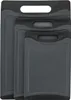 Three dark gray cutting boards of different sizes are stacked on top of each other. Produktbild-Vorschau