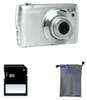 A digital camera, an SD card, and a drawstring pouch are displayed against a white background. Anteprima dell’immagine prodotto