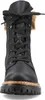 A close-up, front-facing view of a black lace-up boot with faux fur trim. Anteprima dell’immagine prodotto