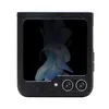 A black flip phone case with a glittery texture and a screen displaying a blue abstract image. Náhled obrázku produktu