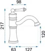 A technical drawing of a faucet with dimensions indicated. Náhľad obrázku produktu
