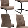 A collage of four close-up images of a brown leather-look dining chair, showing different angles and details of its design and construction. Produktbild-Vorschau