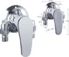 A chrome shower faucet with dimensions indicated by lines and numbers. Produktbild-Vorschau