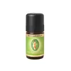 A small brown glass bottle with a black cap, containing essential oil. The label is green with an illustration and text. Náhľad obrázku produktu