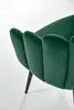 Close-up view of the back of a green velvet chair with dark legs. Náhled obrázku produktu