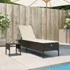 vidaXL Sonnenliege mit Tisch und Auflage Braun Poly Rattan Produktbild-Vorschau 2