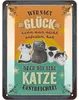 LANOLU Retro Blechschild KATZE Spruch -Wer sagt Glück- Produktbild-Vorschau 1