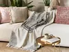 BELIANI Kuscheldecke Beige und Schwarz Baumwolle 130 x 180 Produktbild-Vorschau 4
