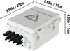 A gray PV combiner box with black connectors and dimensions indicated by lines and text. Náhled obrázku produktu