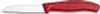 A single kitchen knife with a red handle and a white blade, isolated on a white background. Produktbild-Vorschau