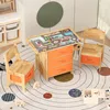 Kinder-Bausteintisch mit 2 Stühlen und 2 Orangefarbenen Produktbild-Vorschau 3