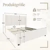 A diagram showing the dimensions of a bed frame with text overlays indicating product size and specifications. Náhled obrázku produktu