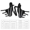 A product image showing two dog leg braces and a size chart. Podgląd zdjęcia produktu