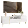 TV-Schrank ONYX auf goldenen Beinen Hochglanz 158 cm Weiß / Produktbild-Vorschau 7