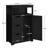 A black wooden bathroom cabinet with dimensions shown. Produktbild-Vorschau