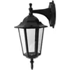 A black outdoor wall lantern with clear glass panels, mounted on a white background. Produktbild-Vorschau