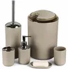 6tlg Badset Badezimmer Zubehör Set Organizer: (Beige Design Produktbild-Vorschau 1