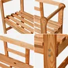 A collage of close-up shots of a wooden garden bench, highlighting its construction and details. Produktbild-Vorschau