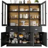 Hoge kast 140 x 38,5 x 175 cm met vitrinedeuren, laden, Productafbeelding-voorbeeld 8