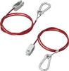 Two red safety cables with silver clasps and carabiners on a white background. Produktbild-Vorschau