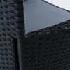 A close-up view of the woven texture of black polyrattan furniture with a dark grey glass surface. Produktbild-Vorschau