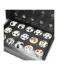 A display case filled with miniature soccer balls, each representing a different World Cup. Produktbild-Vorschau