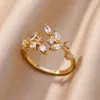 Lundholm Sanna Ring Damen Vergoldet – Verstellbar mit Blatt Produktbild-Vorschau 1