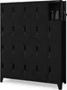 A black metal locker unit with multiple doors. Produktbild-Vorschau