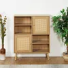 Credenza Relaxdays, 2 ante in rattan, 4 ripiani aperti, 2 Anteprima dell’immagine prodotto 7