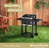A backyard scene with a grill and picnic table. Produktbild-Vorschau