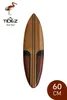 A decorative wooden surfboard with branding and size information. Produktbild-Vorschau