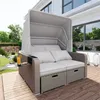 Garten-Loungesofa 2-Personen mit Sonnendach - Polyrattan Produktbild-Vorschau 3