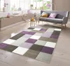 Tappeto moderno con motivo a quadri viola, crema e beige - Anteprima dell’immagine prodotto 1