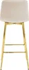 A beige velvet bar stool with gold legs is shown from the back against a white background. Voir les images du produit