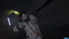 A woman in a white suit holding a rifle in a dark, industrial-looking environment. Produktbild-Vorschau