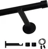 A black curtain rod with its mounting hardware and accessories, displayed against a white background. Podgląd zdjęcia produktu