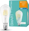 The image shows the packaging of a smart LED light bulb, with a close-up of the bulb itself. Produktbild-Vorschau
