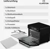A list of included accessories for a Klarstein air fryer, with an image of the air fryer and some accessories. Produktbild-Vorschau