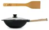 Wok Bratpfanne Ø26 cm 2,8 L aus Gusseisen mit Holzgriff Produktbild-Vorschau 2