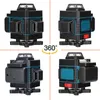 A collage of four images showing a 4D 16-line laser level from different angles, with a 360-degree rotation icon in the center. Náhled obrázku produktu