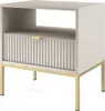 A modern nightstand with a fluted drawer front and gold legs, presented on a white background. Produktbild-Vorschau
