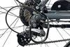 A close-up view of the rear derailleur and cassette of a bicycle. Produktbild-Vorschau