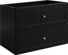 A black bathroom cabinet with two drawers and gold knobs is shown against a white background. Náhled obrázku produktu