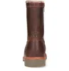The back view of a brown leather boot with a fur lining. Produktbild-Vorschau