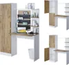 A white and wood-effect desk with shelves and a cabinet, shown in a studio setting. Anteprima dell’immagine prodotto