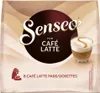 A package of Senseo Cafe Latte coffee pods, with an image of a prepared coffee drink. Produktbild-Vorschau
