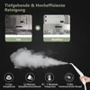 Comparison of a dirty and a clean stove hood, with steam cleaning demonstration and feature callouts. Náhľad obrázku produktu